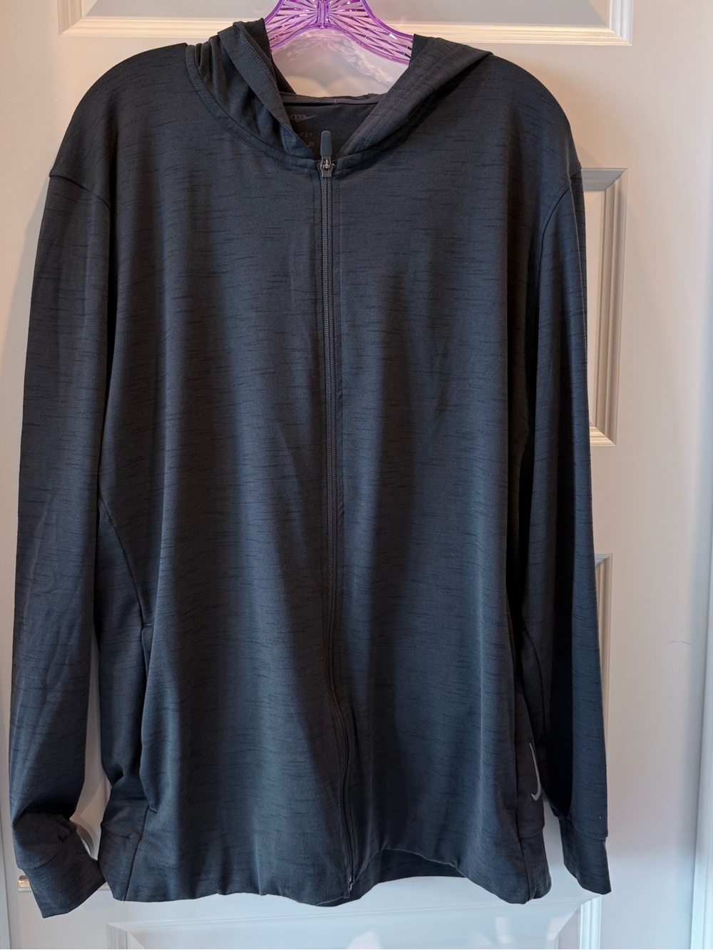 Nike Dri-FIT Full Zip Hooded Athletic Jacket Gray XL
